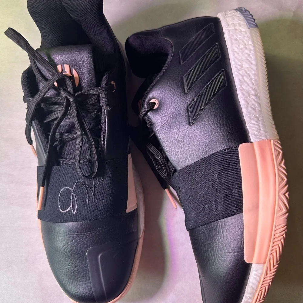 Adidas Black and Peach Athletic Shoes